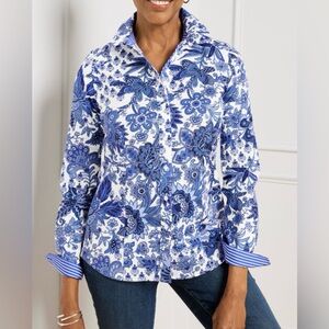 NWT Talbots Blue and White Non Iron Blouse